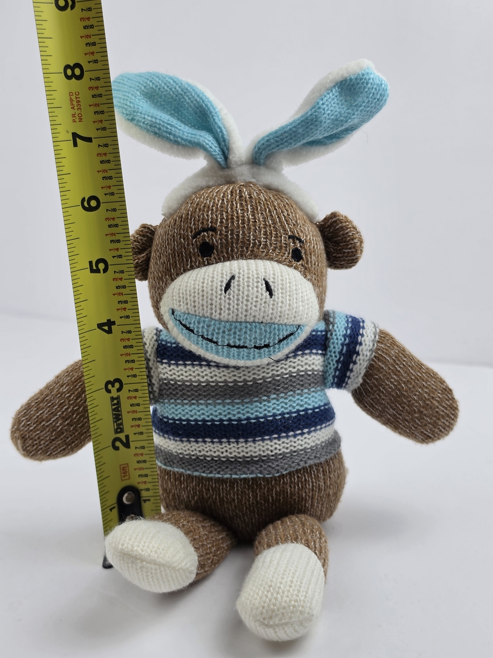 Dan Dee Collector’s Choice Sock Monkey Plush Blue Striped Sweater Stuffed Animal - Picture 7 of 9